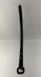 Talbots Christmas Belt 1.25” Medium Waist 29” -32.5” Black Velvet Embroidered - Picture 1 of 9