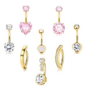 14G Belly Button Rings, Stainless Steel Diamond Belly Rings For Women, Belly ... - Picture 1 of 6