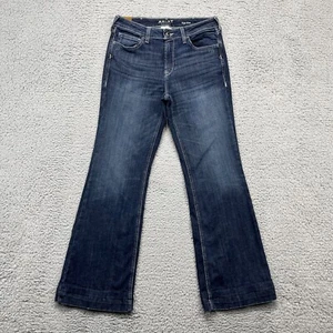 Ariat Boot Cut Jeans Womens 30 Slim Trouser Blue Faded Wash Stretch Whiskers - Picture 1 of 17