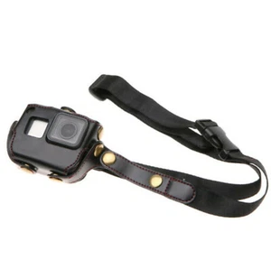 Leather Bag With Neck Strap/Chest Belt/Shoulder Strap Case for GoPro Hero 5/6 - Picture 1 of 21
