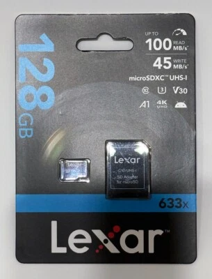 Lexar 128GB micro SDXC Blue series UHS-1 V30 U3 4K 100MB/s A1 (UK Stock) 633x NE - Image 1 of 4