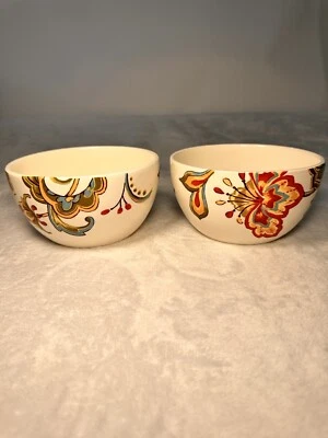 2 cuencos de sopa de cereales florales de cachemira Better Homes and Gardens patrón retirado BHE4 Foto 1 de 4