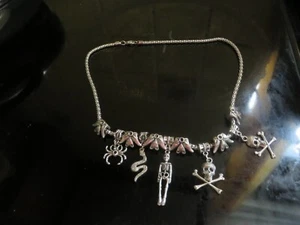 Gothic Halloween Charm Necklace Spider, Tree, Bat, Sculls, skeleton, snake - Picture 1 of 2