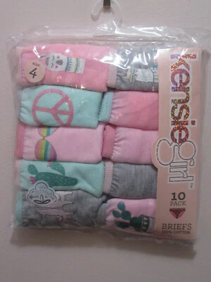 PACK DE 10 BRAGAS CALZONCILLOS KENSIE NIÑA 100% ALGODÓN COLORES VARIADOS TALLA 4 Foto 1 de 3