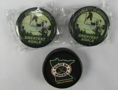 3 Minnesota Wild 2014 Playoffs Greatest Goals State of Hockey Pucks - Image 1 of 4