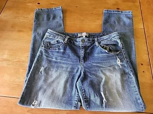 Wit & Wisdom Jeans Womens 8 Blue Denim Stretch Waist Distressed Lived In Comfort - Picture 1 of 3