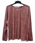 M&S Size 20 Long Sleeve Brown Tunic Blouse Casual Floral Office Pre-loved VGC