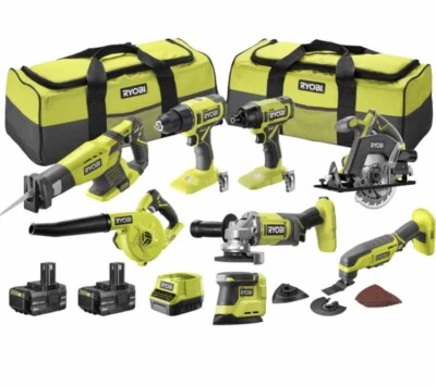 NEW Ryobi 18V ONE+ 8-Piece Cordless Power Tool Kit R18X8C142B - Image 1 of 4