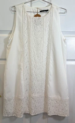 Doe & Rae White Lace Sleeveless Shift Dress Womens Sz Large NWT Lined Boho Chic - Image 1 of 4