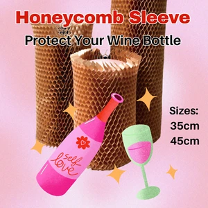 Honeycomb Kraft Paper Wine Bottle Sleeve - Flexible & Eco-Friendly - Picture 1 of 11