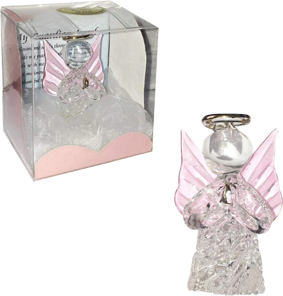 Guardian Angel with wings Praying - Glass - Hand crafted - approx 5cm New-Boxed