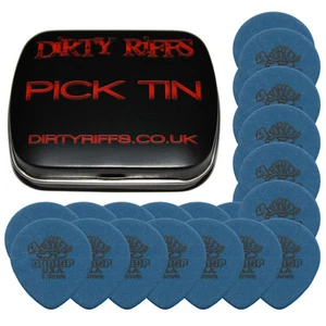 24 x Dunlop Tortex Teardrop Guitar Picks - 1.00mm Blue In A Pick Tin - Picture 1 of 1