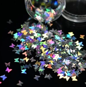 Nail Art Glitter BUTTERFLY Holographic 3D Shining Decoration Manicure Craft UK - Picture 1 of 2