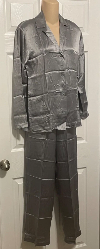 Pijama de seda plateado manga larga estilo clásico La Perla Studio XS Foto 1 de 3