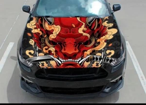 Calcomanía de vinilo gráficos para máscara de automóvil Samurai Oni; calcomanía envolvente para capucha Samurai, - Imagen 1 de 1