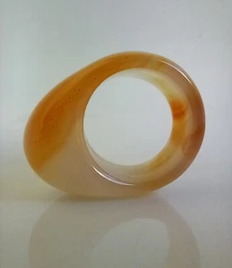 Ring Size 8(18.5mm) carved from milk light carnelian solid stone.Solid-machined - Picture 1 of 24