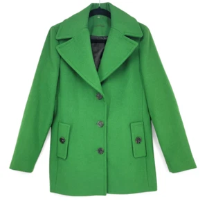 Calvin Klein Women’s Green Pea Coat Size 10 | Button Front Classic Outerwear - Picture 1 of 6