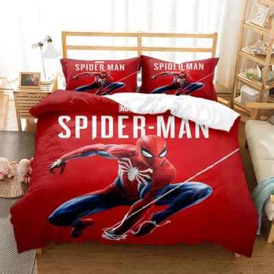 Conjunto de roupa de cama capa de edredom colcha vermelha Homem-Aranha super-herói AU S D Q - Imagem 1 de 4