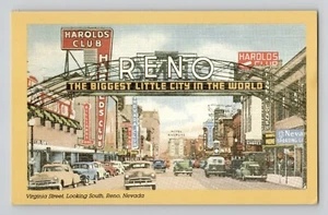 Postal de colección Virginia Street casino fila Reno Harold’s club años 50 Nevada - Imagen 1 de 2