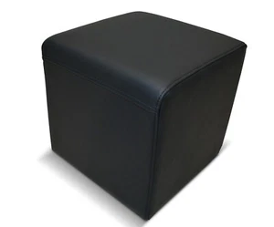 Sgabello Toledo in vera pelle nera 40x40 sgabello in pelle bovina cubo - Foto 1 di 4