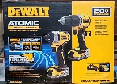 DEWALT ATOMIC COMPACT SERIES DCK226E2 BRUSHLESS COMBO KIT **NEW SEALED** - Image 1 of 2