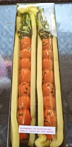 Neu Vintage 13" Halloween Kegelkerze Paar Jack O Laternen Hexenhüte oben - Bild 1 von 3