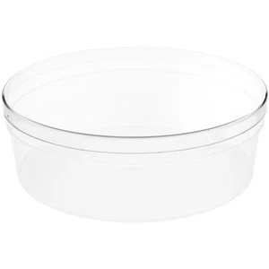 Pioneer Plastics Clear Round Container with Frosted Bottom, 6.875" W x 2.625" H - Picture 1 of 5