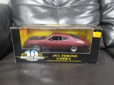ERTL AMERICAN MUSCLE 1971 FORD TORINO COBRA JET 2 BURGUNDY 1:18 DIECAST W/ BOX! - Image 1 of 4