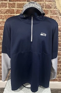 Nike NFL Seattle Seahawks Mens 2XL 1/4 Zip Pullover & NWT New Era Adjustable Hat - Picture 1 of 12