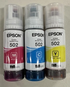 3-pak EPSON 502 Atrament cyjan purpurowy żółty fabrycznie nowy exp 7/2027 lub później - Zdjęcie 1 z 6