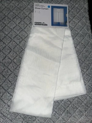 Room Essentials Sheer White Rod Pocket Hang Single Curtain Panel 60" x 84" One - Image 1 of 4