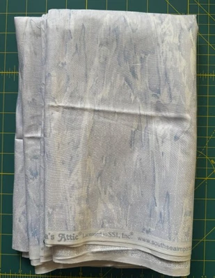 3 yds;  South Sea Imports' "White Christmas" Cotton Fabric; 44"w; Preowned - Image 1 of 3