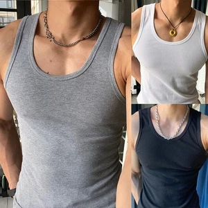 Stylish Men's Slim Bodybuilding Sleeveless Tank Top with Stripe Pattern - Picture 1 of 33