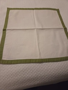 Williams Sonoma Lot/4, 19x19 Dinner Napkins Linen Cotton Square White/green - Picture 1 of 5