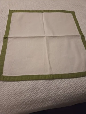 Williams Sonoma Lot/4, 19x19 Dinner Napkins Linen Cotton Square White/green - Image 1 of 4
