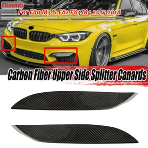 FOR 15-18 BMW F80 M3 F82 F83 M4 CARBON FIBER FRONT BUMPER AIR VENT EYELID COVER - Picture 1 of 9