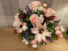 Artificial Flower arrangement with Pink Roses Lilies and Lavender
