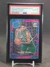 Jayson Tatum 2017-18 Donruss Optic Rated Rookie Pink Velocity /79 #198 PSA 10 RC