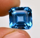 7.55 Ct Natural Swiss Blue Topaz Certified Emerald Cut Loose Gemstone For Ring