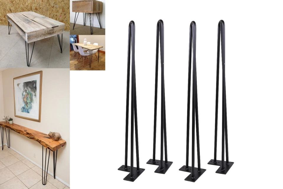 Juego de 4 patas de mesa de centro horquilla de 26"" de acero macizo de 1/2" hágalo usted mismo 3 varillas patas de mesa Foto 1 de 4