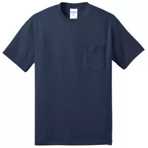 Port & Company PC55P Mens 50/50 5.5 oz T-Shirt with Pocket S-6XL Plain Tee - Picture 1 of 22
