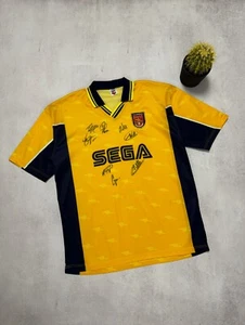 RARE Arsenal SEGA Jersey Shirt With Signatures Retro 90s - Picture 1 of 7
