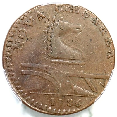 1786 M 14-J R-1 PCGS AU 53 Stegosaurus Head New Jersey Colonial Copper Coin - Image 1 of 3