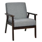 Living Room Accent Rubberwood Armchair Seat & Back Upholstered Linen Single Sofa