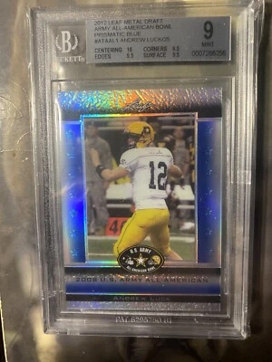 2012 Leaf Metal Draft Blue Prismatic /25 Andrew Luck BGS 9 MINT Rookie RC - Image 1 of 2