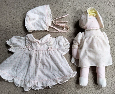 Vestido gorro vintage años 80 bebé niña 0-6 meses? & muñeca rosas blancas rosas Foto 1 de 4