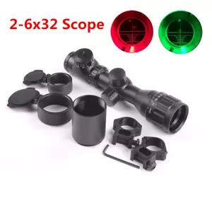 2-6x32AOEG Red Green Mil-dot Reticle Sight Rifle Scope w/ 20mm Picatinny Rail - Picture 1 of 9