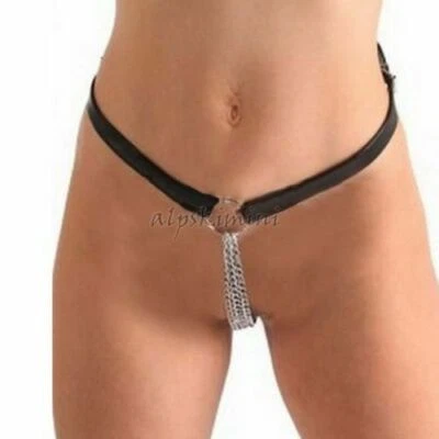 Lencería sexy de cuero suave para mujer micro tanga con cadena espalda en T tanga bragas Foto 1 de 4