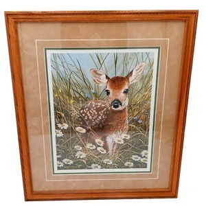 Baby Deer Framed Wall Art Print Limited Edition Signed COA Spring Meadow - Picture 1 of 20