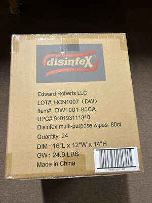 DISINFEX Multi-Purpose Wipes 80 count Canister NEW Lot of 24 -OVER 1900 WIPES - Image 1 of 3